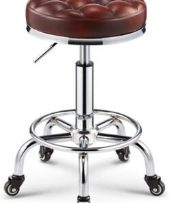 Bar chair Tabourets de comptoir avec rembourrage de siège doux et plus épais, tabouret de bar pivotant sur 5 roues, tabouret facial pour salon de massage, spa, hauteur réglable en cuir PU, tabouret de