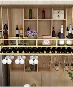 Étagère à vin Suspendue, étagère de Bar Flottante, étagère Murale pour Bouteilles d'alcool avec Support pour Verres à vin, Support de Bar Flottant, Armoire à Liqueur, Bar pour la Maison, Le