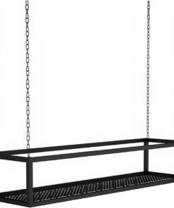 Porte-Bouteilles de vin de Plafond Noir, Supports muraux Suspendus pour Plantes et Fleurs, étagère à vin à Hauteur réglable, Support Suspendu Flottant en métal pour Bar et Restaurant (80 x 2