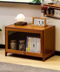 Générique Table TV en Bambou avec Porte Rabattable, Centre de Divertissement, Console multimédia, Meuble TV, Petits Supports TV pour Salon, Chambre, Bureau (Taille : 70 cm/27,5 Pouces)