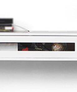 Meuble TV flottant Console TV flottante moderne avec tiroirs 55,1'' Support TV mural avec porte rabattable Console multimédia flottante pour chambre à coucher. (Blanc + Bois, 200x24x20CM/78,