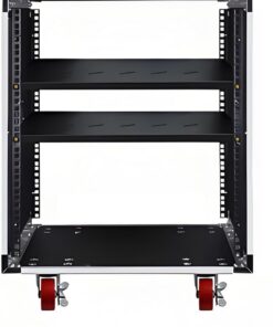 Meuble HiFi, Rangement for Rack Audio, Meuble Meuble stéréo, Support Audio, Cadre Ouvert réseau Rack de Serveur, avec poulie for Consoles de Jeu/Apple TV/ps4(12U 2 Tier)