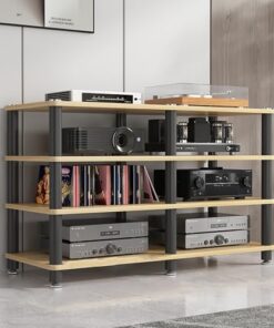 Meuble Tour Audio multimédia, Support pour Console de Jeu, Support Audio sur Pied, présentoir pour Haut-parleurs, Support multimédia Audio-vidéo Moderne, Facile à Assembler pour Salle d'enre