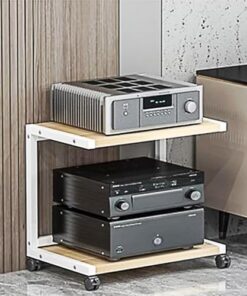 Support de Rangement multimédia AV Meuble TV Support multimédia AV Ouvert Support stéréo d'angle Support Audio Support pour lecteurs DVD pour Consoles de Jeux (45 cm/17,7 Pouces)