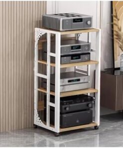 Support multimédia audio-vidéo à 4 niveaux pour chaîne stéréo de divertissement, armoire AV moderne et robuste, unité de rangement pour composants de rack d'équipement pour salle d'enregistr