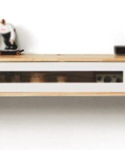 Meuble TV flottant de 160 cm avec tiroirs - Meuble multimédia mural en bois pour salon - Accessoires de montage inclus - Design élégant et peu encombrant