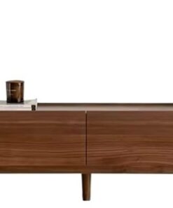 Meuble TV Meuble TV en rondins de noyer noir tout en bois massif avec 4 tiroirs de rangement meuble de rangement haut salon divertissement console centrale multimédia meuble TV Meubles TV Pour Salon(2