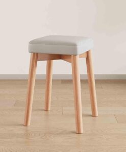 Tabourets Empilables Portables en Bois, Tabourets Carrés Rembourrés sans Dossier De 45cm avec Pied Antidérapant, Chaises À Manger Empilables pour Maison Bureau L'école Cuisine(Light Gray)