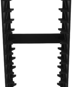 Support de Rangement pour Cassettes Audio et Facile à Nettoyer en Plastique Noir Compartiments Multiples, Design Moderne pour Bureau et Bibliothèque