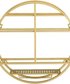 Casier à vin Flottant fixé au Mur avec Support pour gobelet, étagère de présentation élégante de Couleur dorée pour Bar et Cuisine à Domicile