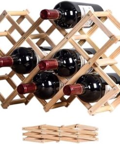 Casier à vin Pliable en Bois pour 10 Bouteilles, Moderne, avec Support Robuste, Organiseur de Table et de Placard pour Bar à Domicile
