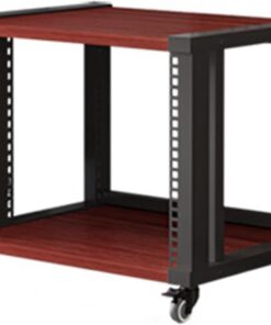 Meuble Rack Audio Mobile, Rack Audio avec Étagère Réglable, Meuble Hi FI, Meuble Audio Vidéo, Tour Audio en Rack for Chaîne Stéréo De Divertissement, Noir + Noyer(2-Tier)