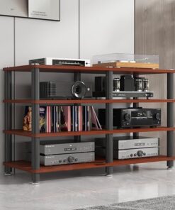 Meuble Tour Audio multimédia, Support pour Console de Jeu, Support Audio sur Pied, présentoir pour Haut-parleurs, Support multimédia Audio-vidéo Moderne, Facile à Assembler pour Salle d'enre