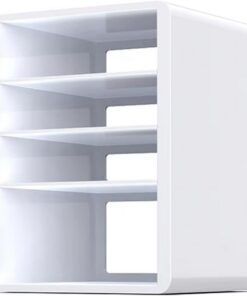 4 Niveaux Rack Audio, Meuble Hi FI en Bois, Meuble Audio Vidéo Au Design Simple, Meuble Stéréo en Cube, for Composant Stéréo De Divertissement(Wit)