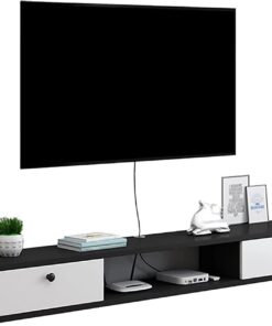 Meuble TV Flottant,Meuble TV Mural,Étagère TV Suspendue Décorative,Composant D'armoire De Centre De Divertissement,pour Console Audio/vidéo D'unité De Stockage (Color : A, Size : 100x22x19cm)