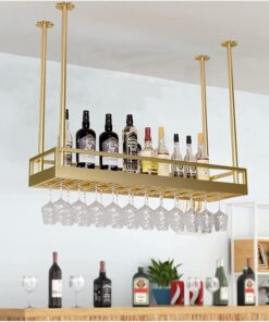 Support de Bouteille de vin Industriel Flottant en V, présentoir en métal monté au Plafond pour Plantes, Livres et Rangement, idéal pour Bar, Cuisine, Restaurants et décoration intérieure, c