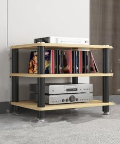 Meuble Multimédia Meuble HiFi À 3 Niveaux, Support De Stockage De Composants Audio, Étagère for Console De Tourne-Disque pour Audio/Vidéo/DVD/Tourne Disque(Yellow,H50CM)
