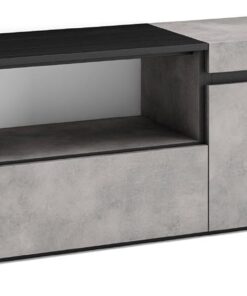 Skraut Home | Meuble TV | Banc Télé | Grand Espace de Rangement | 200x45x35cm | pour Les TV jusqu'à 80" | Meubles de Salon | Style Moderne | Ciment
