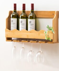 Casiers à vin muraux, casier à vin Mural, étagères à Liqueur de Bar, avec Support en Verre, présentoir Suspendu pour Organisateur de vin, casiers à vin muraux pour Bouteilles de VI