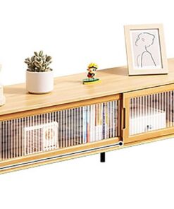 Générique Meuble TV Centre de Divertissement Moderne avec Rangement, poignée de Porte pour Console multimédia, Salon en Bois, mobilier de Bureau (160 cm/63 po-a)