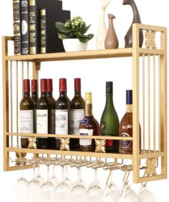 Casier à vin Mural rétro pour la Maison/Le Bar, Support pour Verres à vin, Grande capacité, Double Couche, pour Bar/Cuisine/Armoire, Organisateur doré, décoration d'intérieur/80 cm