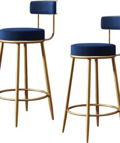 Lot de 2 Tabourets de Bar Velours, Tabourets Hauts avec Dossier Chaises de Bar Chaise de Comptoir pour la Maison et la Cuisine, Hautes Tabouret de Cuisine