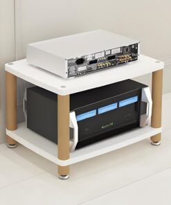 Meuble HiFi à 2/3/4 niveaux, Meuble Rack Audio CD, Meuble stéréo pour TV d'angle, armoire pour composants audio vidéo, armoire de rangement multimédia, pour la maison/le bureau/le cinéma(Wit,23