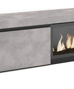 Skraut Home | Meuble TV | Banc Télé | Grand Espace de Rangement | 317x45x35 cm | Cheminée électrique XXL | Style Moderne | Ciment