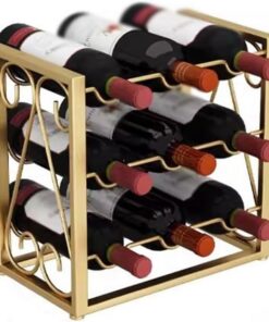 Casier à vin en métal pour Bar à Domicile, Support empilable pour Bouteilles de vin pour Collection de Caves, élégant Meuble à vin doré (S)