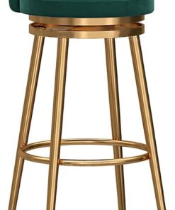 Tabouret de bar pivotant à 360°, assise rembourrée en velours doux avec pieds en métal doré, hauteur de comptoir pour île de maison, supporte 250 kg, hauteur d'assise 65 cm
