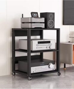 Étagères d'équipement de Support stéréo de Support de Tour de Support de composant Audio de 3/4/5/6/7 Niveaux avec des Roues, Armoire de composant Audio/vidéo de Grands Supports HiFi Moderne