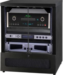 Meuble HiFi, Meuble Rack Audio avec Conception de Porte en Verre, Meuble stéréo, Meuble Audio Vidéo, Forte capacité de Charge(Nero)