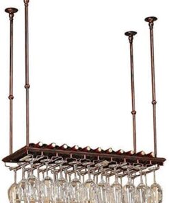 Casier à vin Casier à vin Suspendu avec Support à Verre et étagère Meubles de Bar pour Amateurs de vin et casier à vin en métal Bronze Casier à Bouteilles de vin Suspendu au plafon