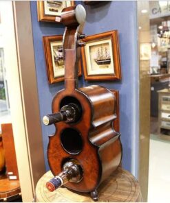 Porte-Bouteilles décoratif en Bois en Forme de Violoncelle, présentoir à vin Rouge sur Pied, Ornement de Sol pour Bar, Cave à vin, KTV, Marron, 36 x 18 x 100 cm