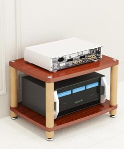 Meuble HiFi à 2/3/4 niveaux, Meuble Rack Audio de rangement ouvert, Meuble stéréo multimédia Avec tapis de sol silencieux, Meuble Audio Vidéo for la maison/le bureau/le cinéma(Rosso,46cm/18.1