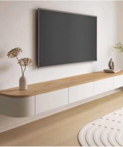 Meuble TV Flottant Meuble TV de Luxe pour Salon Large comptoir Assez d'espace de Rangement Taille maximale pour TV 98(140 * 20 * 24cm)
