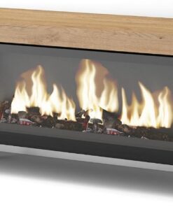 Skraut Home | Meuble TV | Banc Télé | Grand Espace de Rangement | 160 | pour Les TV jusqu'à 65" | Cheminée électrique XXL | Design Industriel | Style Moderne | Chêne