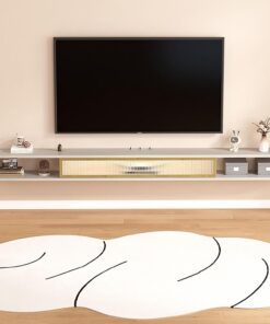 Meuble de Divertissement Flottant avec Console multimédia Murale à Espace Ouvert, armoires de Rangement pour Salons et Chambres à Coucher, Table Console multimédia avec Finition GR