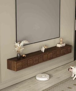 Support TV Flottant de Grande Taille,Meuble de Rangement sous TV en Bois,Meuble TV Flottant à Fixation Murale avec Apportez Le Rabat,Convient pour Le Salon La Chambre à Coucher.