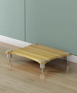 Rack Audio Moderne, Meuble Rack Audio avec Pieds Amortisseurs en Métal, Meuble Audio Vidéo, Meuble Hi FI for Composant Stéréo De Divertissement, for La Vie, Les Jeux(Wood,1-Tier)