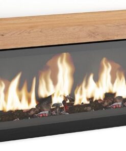 Skraut Home | Meuble TV | Banc Télé | Grand Espace de Rangement | 160 | pour Les TV jusqu'à 65" | Cheminée électrique XXL | Style Moderne | Chêne