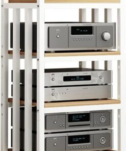 Support multimédia à 4 niveaux pour meuble audio, lecteur DVD, CD, amplificateur de puissance, armoire avec étagère en bois réglable en hauteur, étagères de rangement au sol 50 x 40 x 100 cm