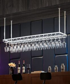Support de Verre à vin Suspendu, Support de Bouteille de vin, décoration de Plafond, Support de Verre à vin, pour Bars, Restaurants, Cuisines, Support de Verres à Pied, étagère sus