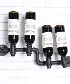 Support de Casier À Vin Avec Manomètre de Pression D'Eau Décoration Murale de Mur de Casier À Vin Affichage de Bouteille de Vin Organisateur Pour La Maison Cuisine Bar Présentoir Multifonctionn