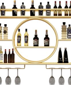 Meuble à Cocktail Mural Moderne en métal avec Support en Verre pour Bars, Restaurants et Maisons