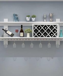 Porte-Bouteilles de vin Mural, Porte-Verres à vin en Bois, étagères flottantes pour Bar, étagère de présentation de Bouteilles de Bar, Support Suspendu pour Tasses à vin, Porte-ver