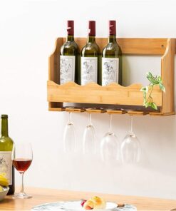 Support en Bois pour Bouteille de vin et Verre à vin, Porte-Bouteilles muraux industriels rustiques, décoration de Bar, décoration de Cuisine