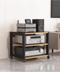 Support Audio, unité de Stockage compacte pour récepteur stéréo à 2 Niveaux, Support de Composants Audio et vidéo avec Haut-Parleur, amplificateur, imprimante, Lecteur CD, DVD, Support de pl