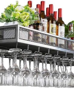 Étagère Flottante pour Meuble de Bar, Support Mural pour vin, Porte-Bouteille en Verre, casier à vin Rustique, Support Mural pour étagère de Rangement, Support Mural Vintage pour é