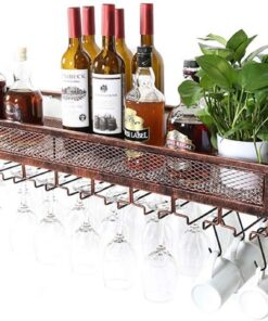 Étagère Flottante pour Meuble de Bar, Support Mural pour vin, Porte-Bouteille en Verre, casier à vin Rustique, Support Mural pour étagère de Rangement, Support Mural Vintage pour é